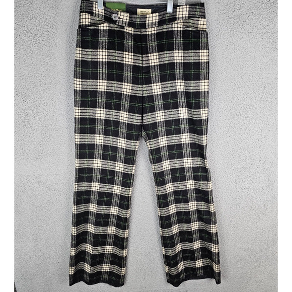 Eddie Bauer Vintage Plaid Pants Wool Cashmere Mercer Fit Lined Bootcut Size 10 - Picture 1 of 10